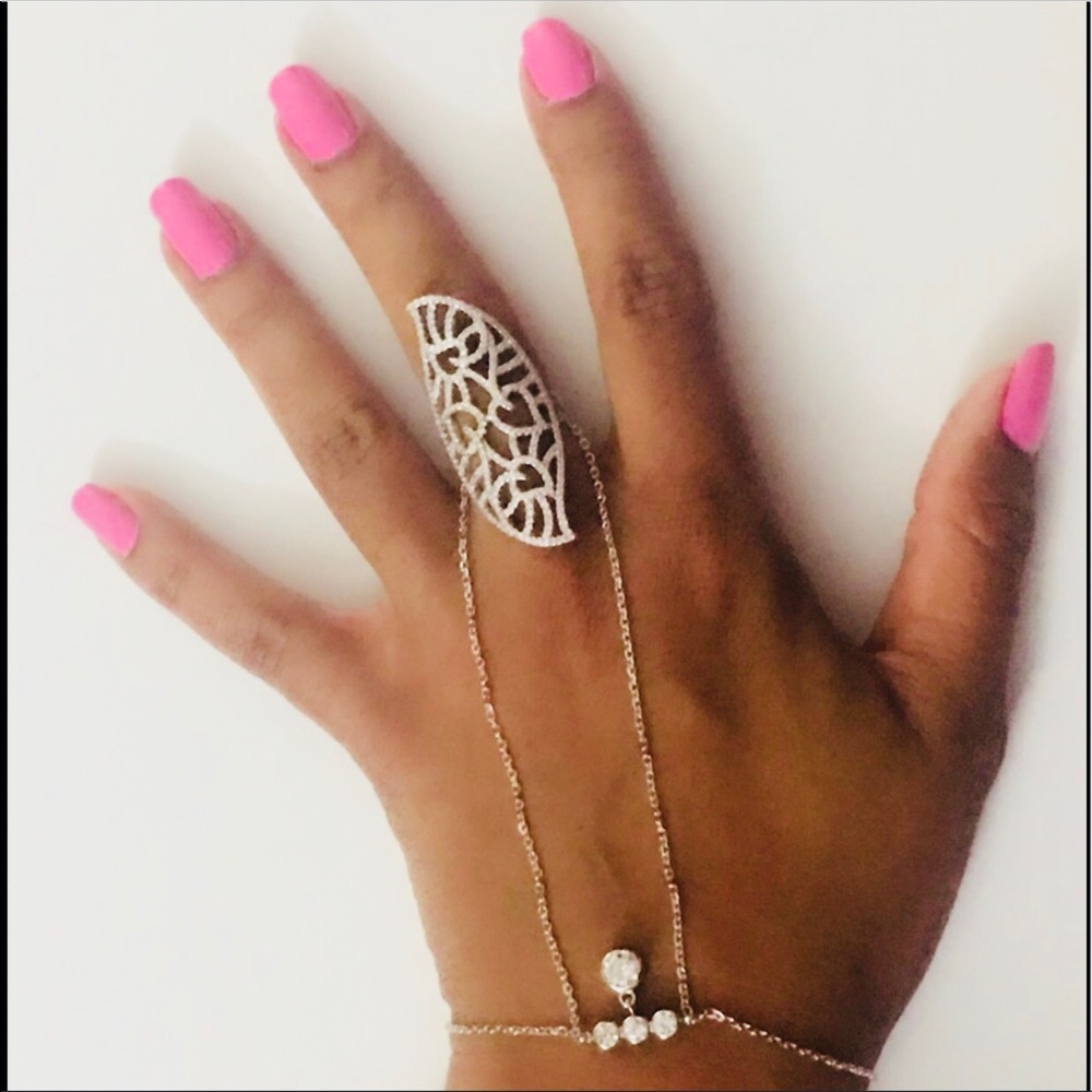 🆕Sterling Silver Statement Ring Attach Bracelet